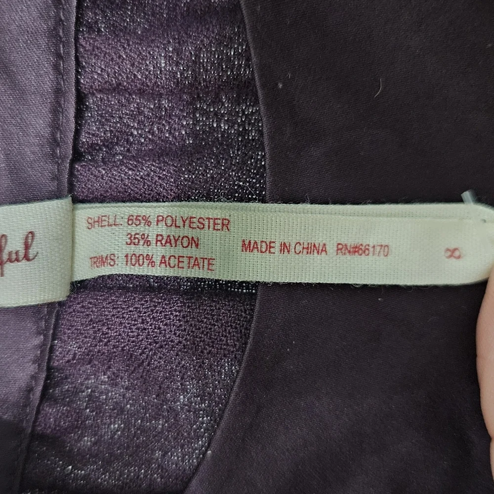 Maeve Anthropologie Plum Purple Shift Dress Bubble Sleeves w/Pockets size 8 NWT - Picture 7 of 7